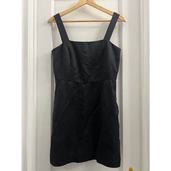Aritzia Wilfred Rosemond Linen Blend Square neck Mini Dress Black size 4 - Picture 2 of 5